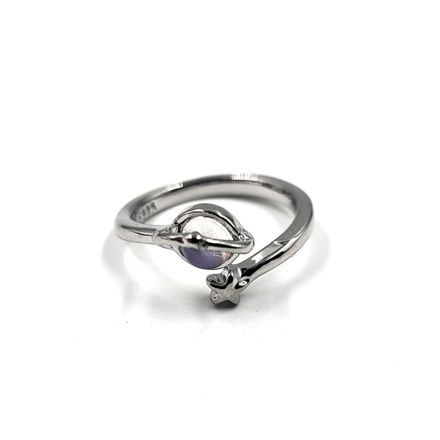 Galaxy Ring 925 Sterling Silver Galaxy Planet & Star Adjustable Ring - Pretty Savage Jewellery