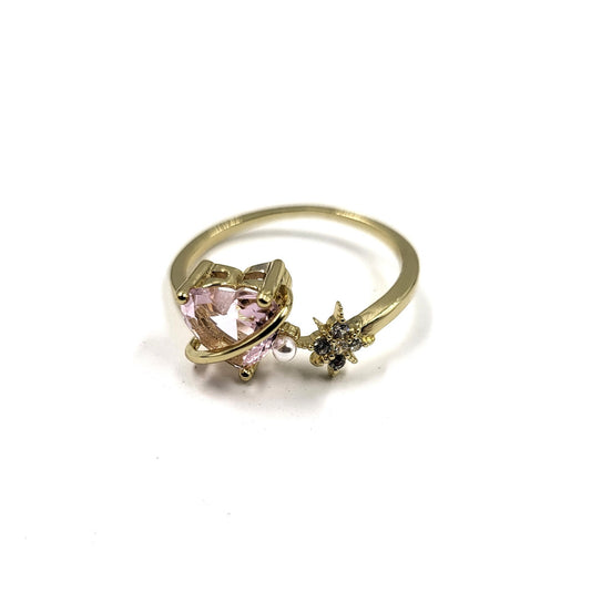 Heart & Star Ring Golden Adjustable Ring - Pretty Savage Jewellery