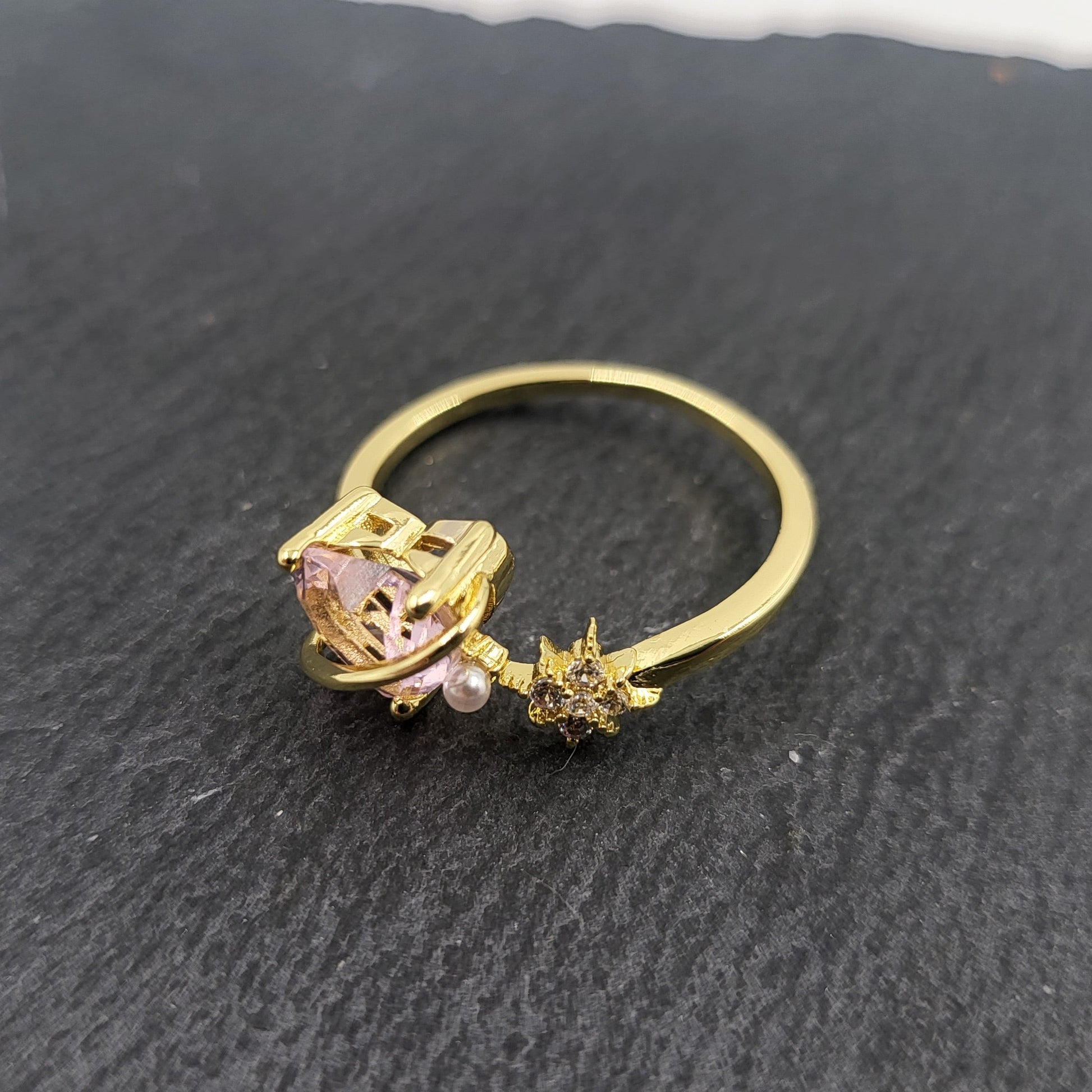 Heart & Star Ring Golden Adjustable Ring - Pretty Savage Jewellery