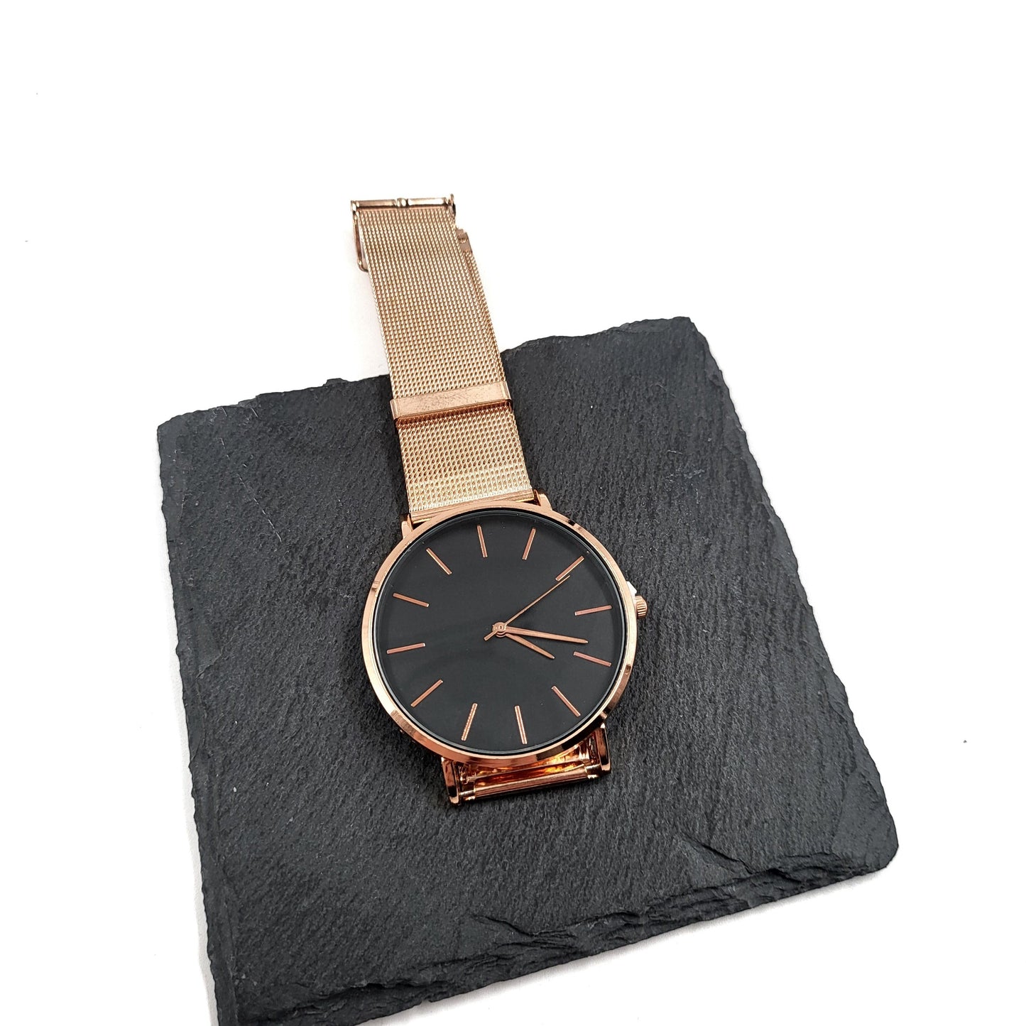 Rose Gold Classic Wrist Watch With Metal Chain Band Wrist Watch - Pretty Savage Jewellery