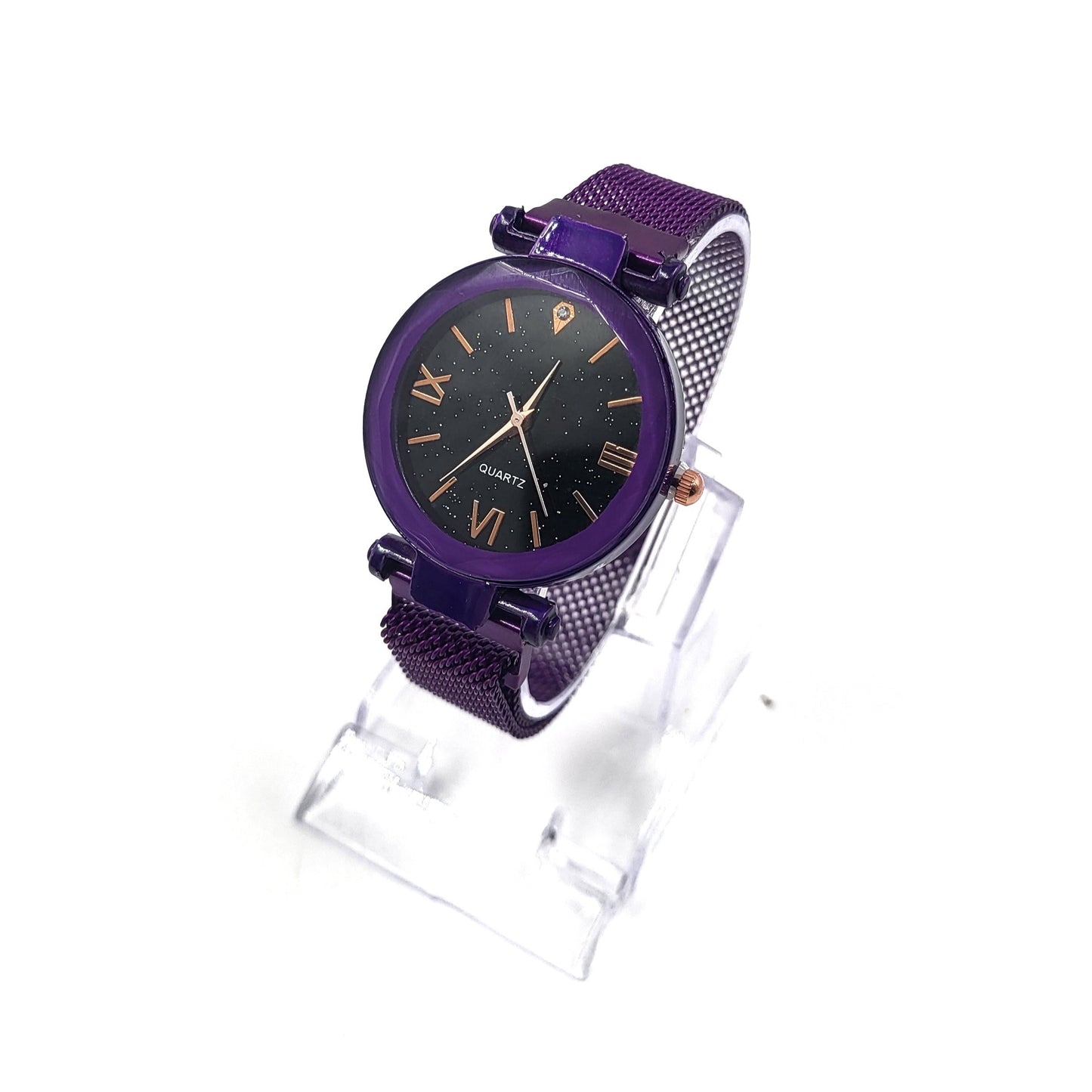 Deep Purple Galaxy Wrist Watch With Magnetic Metal Chain Band Wrist Watch - Pretty Savage Jewellery