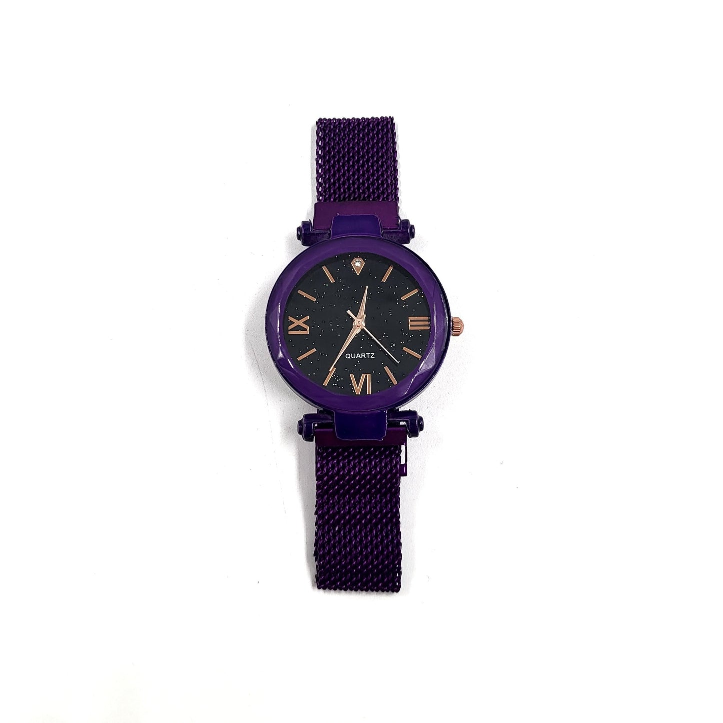 Deep Purple Galaxy Wrist Watch With Magnetic Metal Chain Band Wrist Watch - Pretty Savage Jewellery