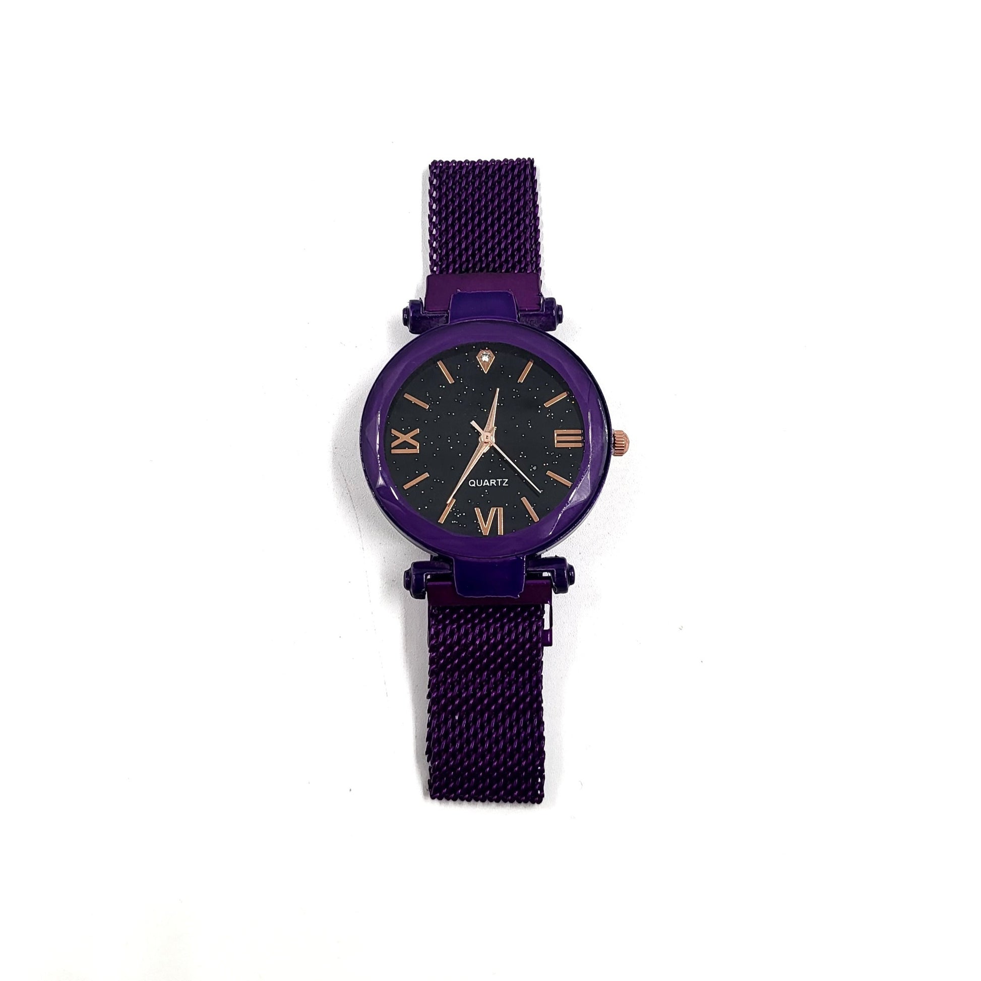 Deep Purple Galaxy Wrist Watch With Magnetic Metal Chain Band Wrist Watch - Pretty Savage Jewellery