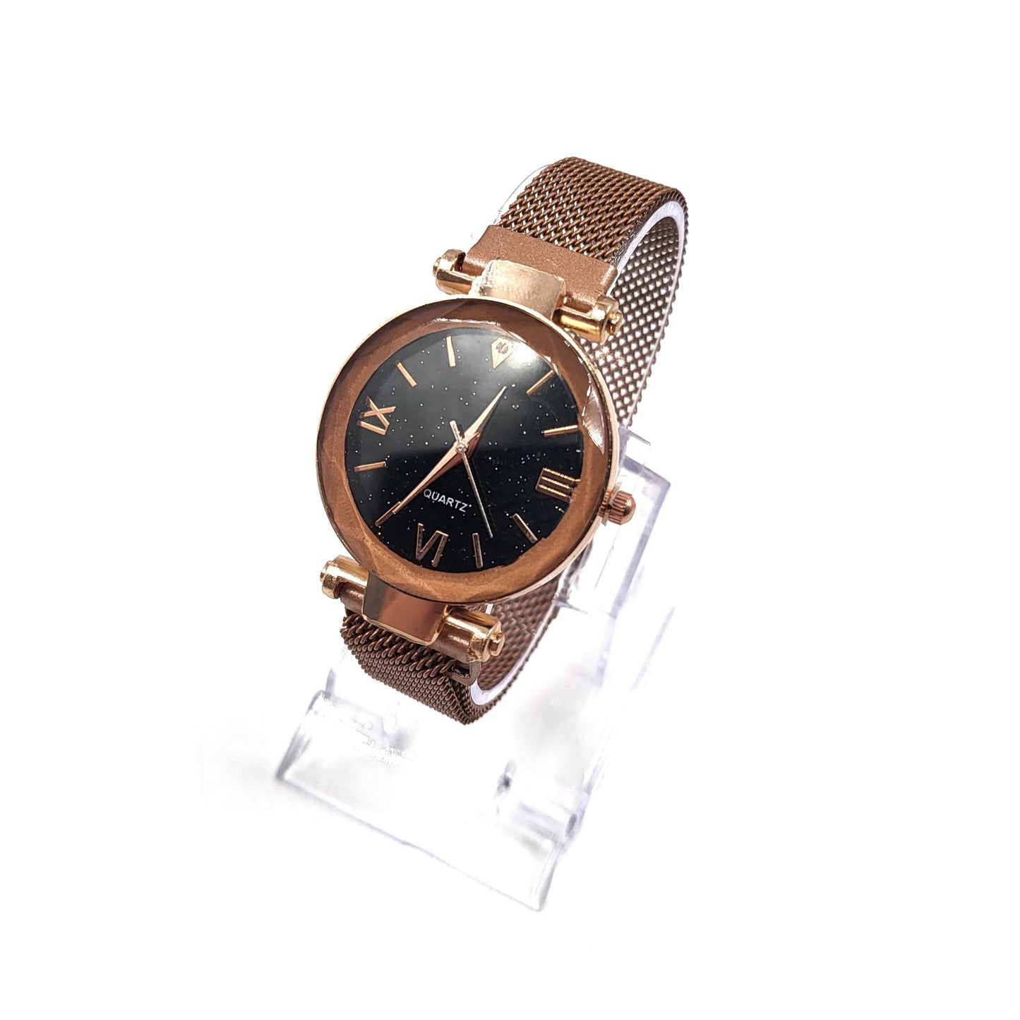 Rose Gold Galaxy Wrist Watch With Magnetic Metal Chain Band Wrist Watch - Pretty Savage Jewellery