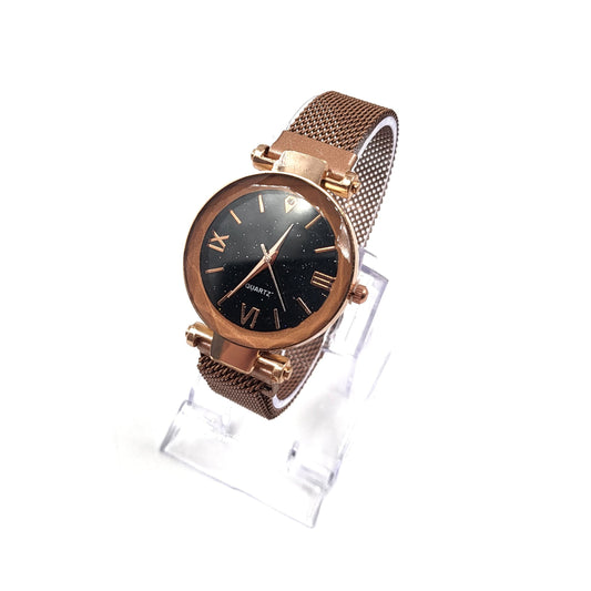 Rose Gold Galaxy Wrist Watch With Magnetic Metal Chain Band Wrist Watch - Pretty Savage Jewellery