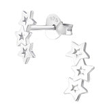 Sterling Silver Outline Triple Star Arc Ear Stud Earring Pair - Pretty Savage Jewellery