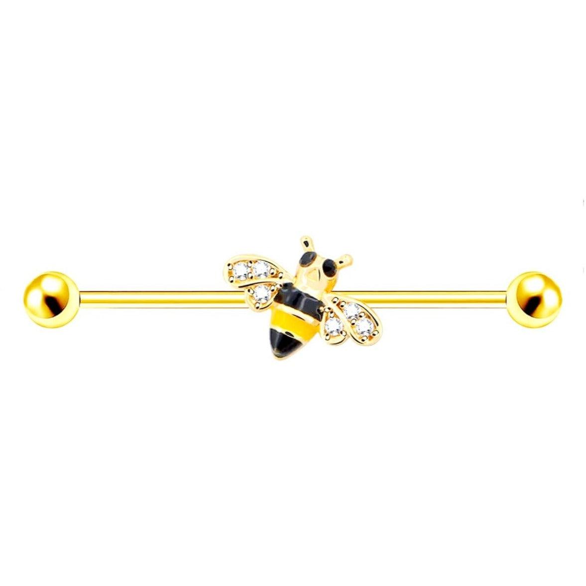 Bumblebee Golden Scaffold Barbell Industrial Bar 14G - Pretty Savage Jewellery