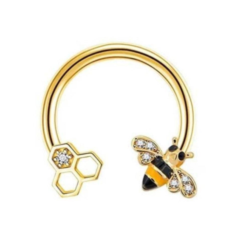 Bumblebee With Honeycomb Septum Ring - Pretty Savage Jewellery