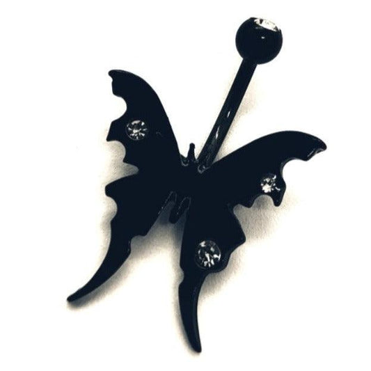 Black Butterfly Belly Bar/Navel Bar - Pretty Savage Jewellery