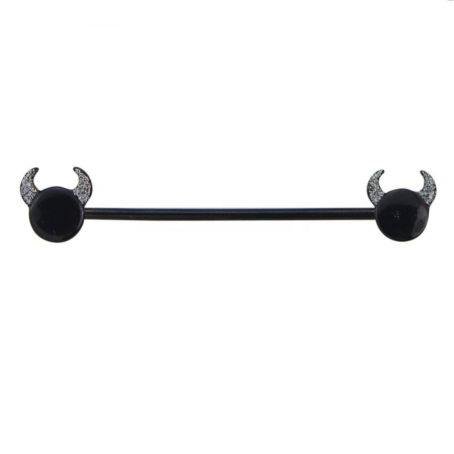 Devils Horney Black Industrial Bar scaffold Bar 38mm - Pretty Savage Jewellery