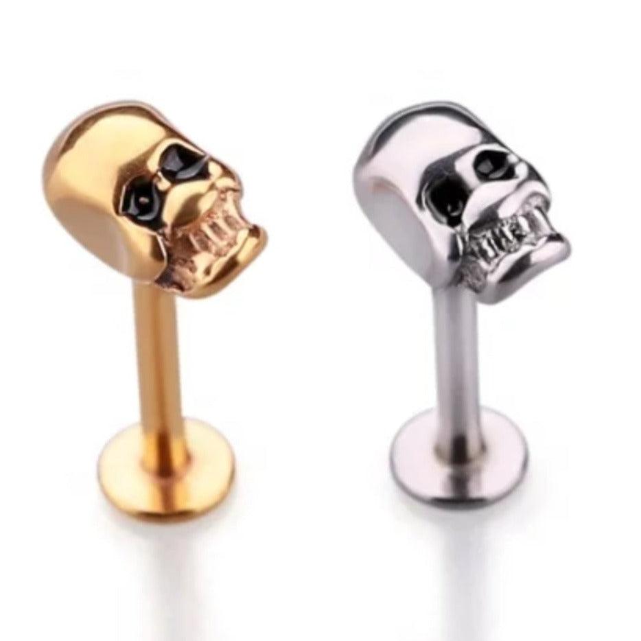 Skull Labret Studs Skull Lip Stud Earring Cartilage Tragus Helix - Pretty Savage Jewellery