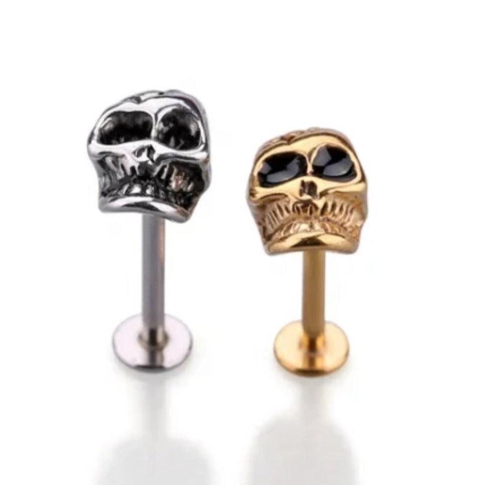 Skull Labret Studs Skull Lip Stud Earring Cartilage Tragus Helix Stud Body Piercing - Pretty Savage Jewellery