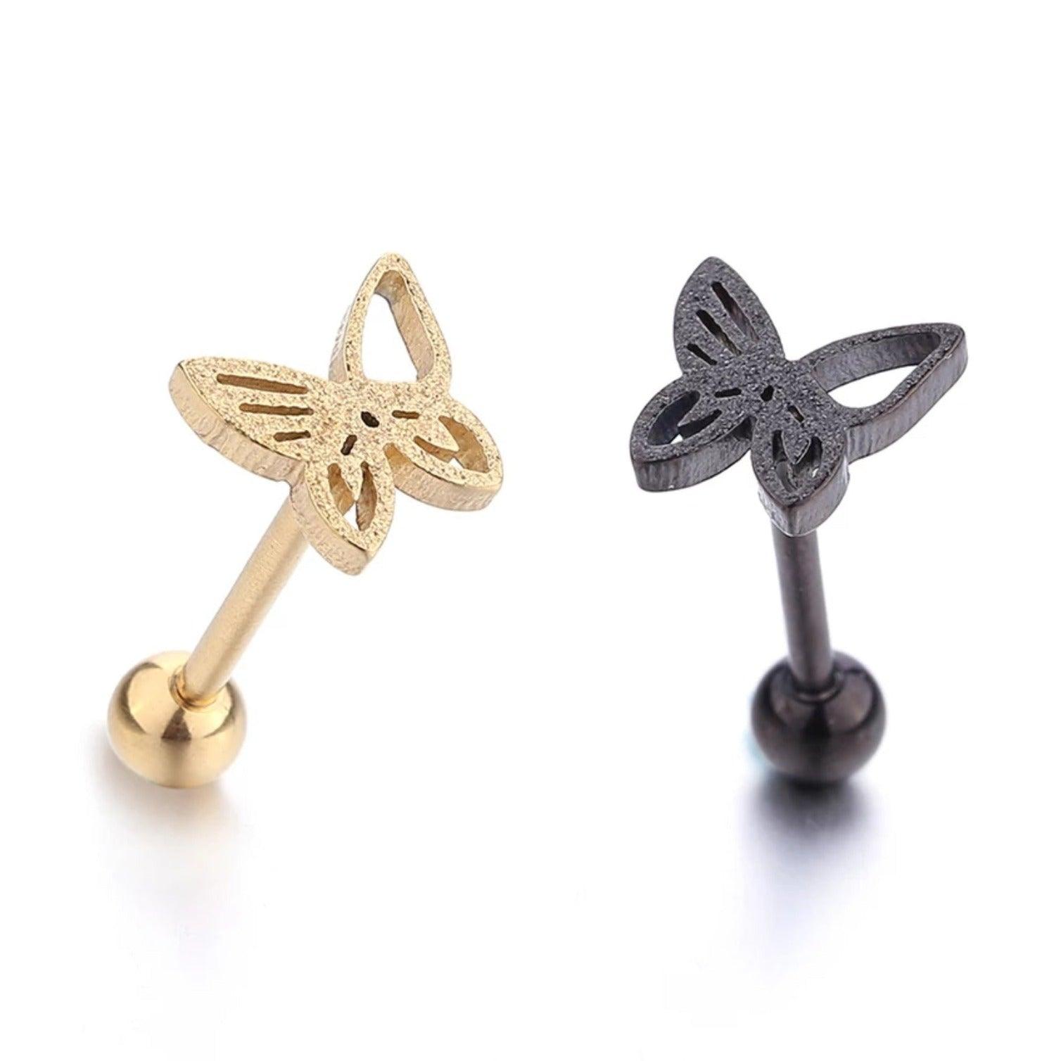 Butterfly tongue barbells Gold/Black Butterfly Tongue Bar 16mm - Pretty Savage Jewellery