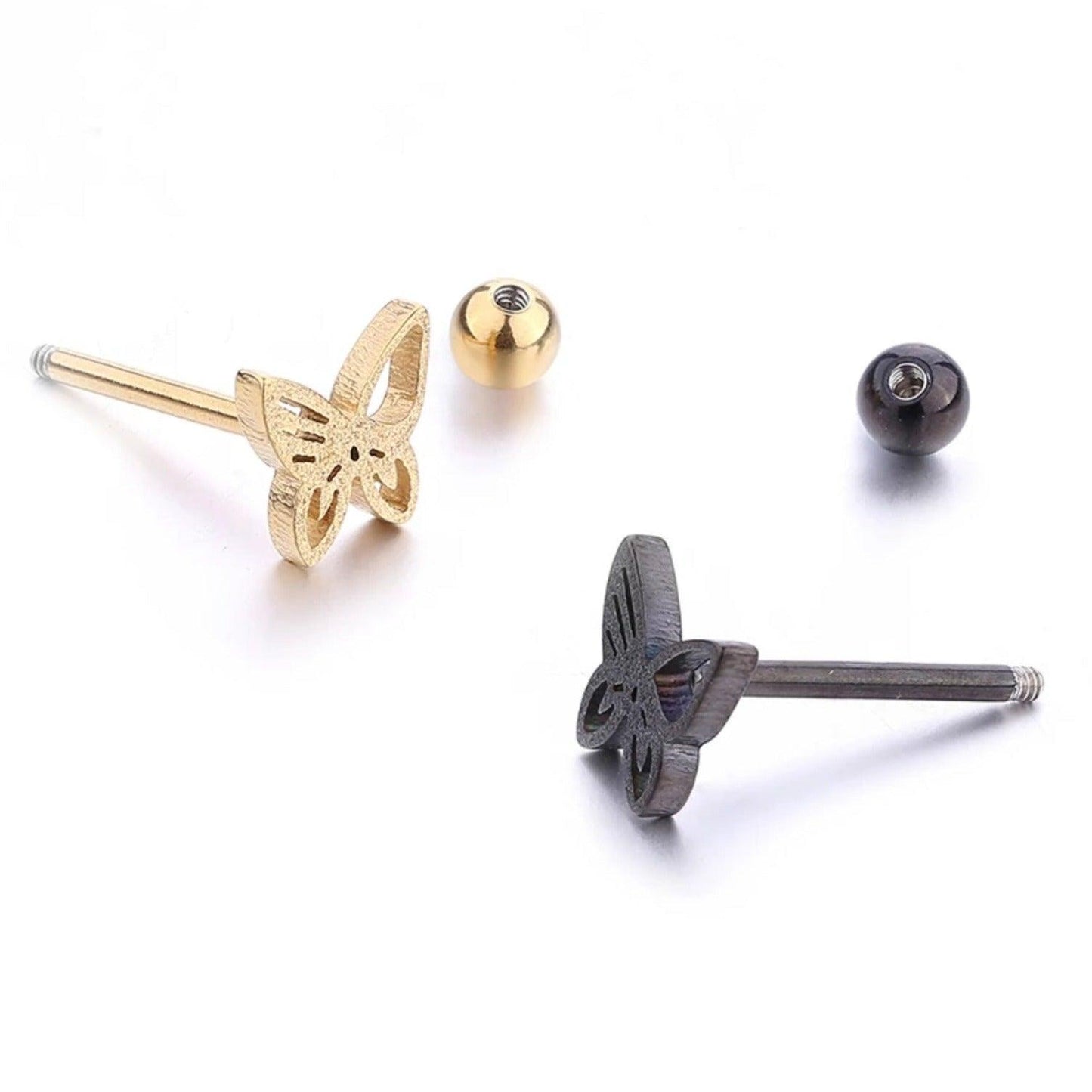 Butterfly tongue barbells Gold/Black Butterfly Tongue Bar 16mm - Pretty Savage Jewellery