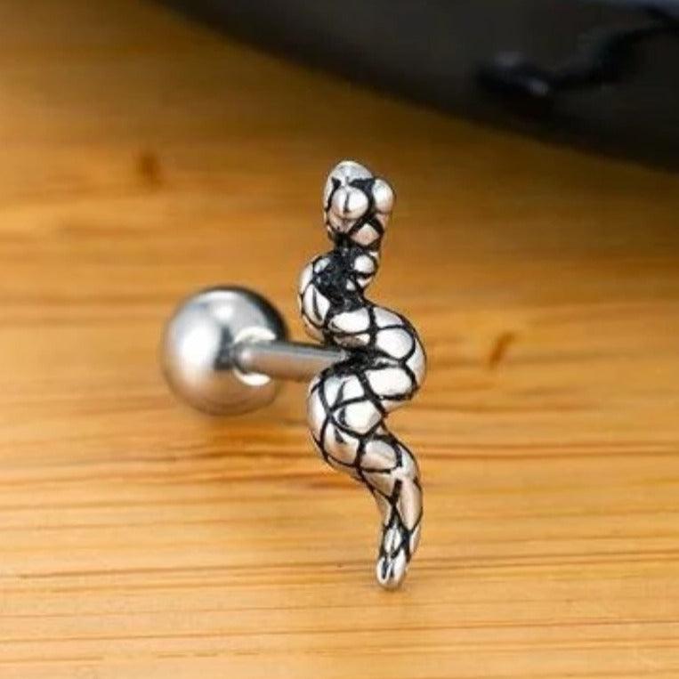 Snake Stainless Steel Ear Studs - Pretty Savage Jewellery