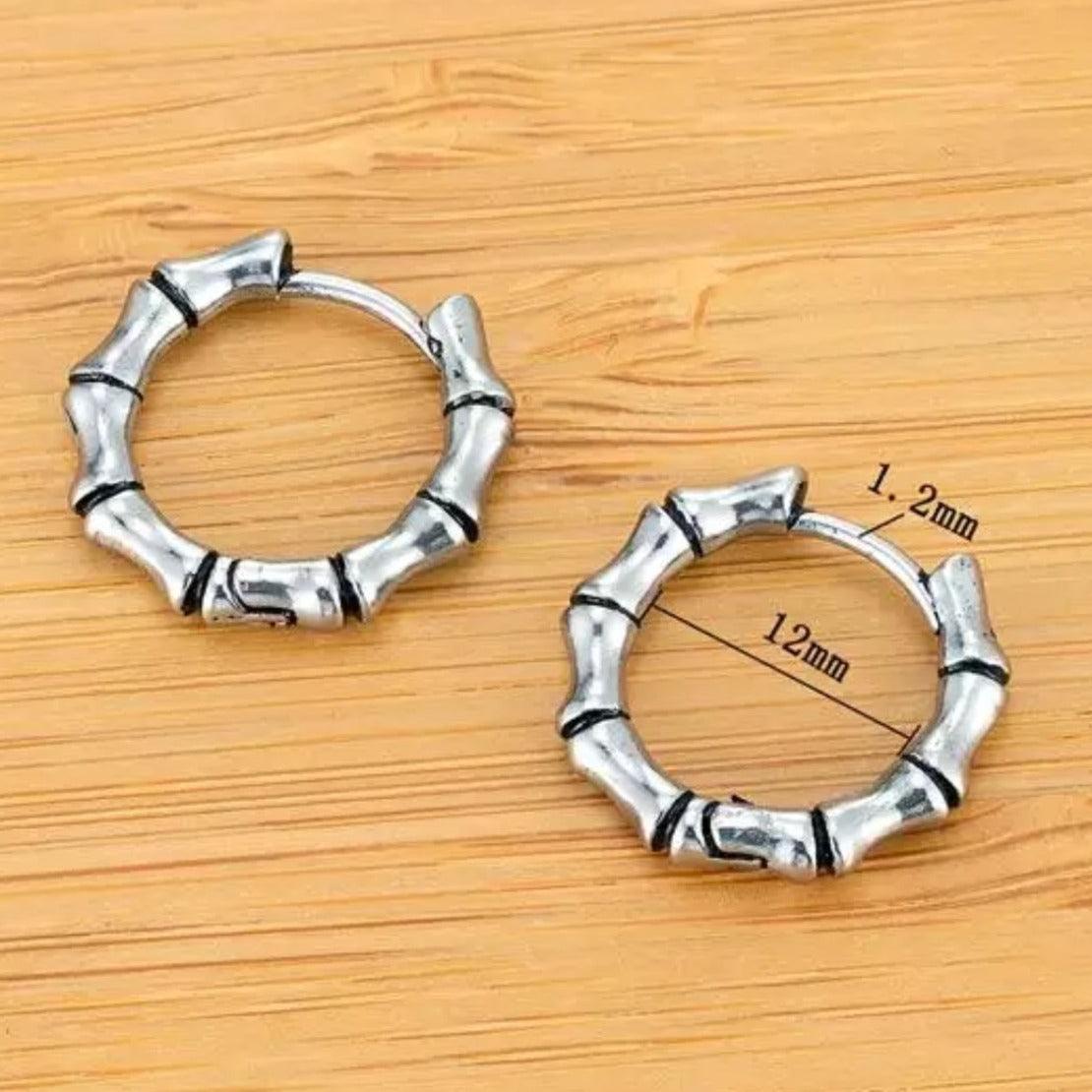 Bamboo Style Stainless Steel Ear Ring - Pretty Savage Jewellery