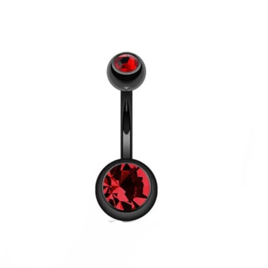 Red Gem Belly Bar Halloween Black And Red Navel Bar - Pretty Savage Jewellery