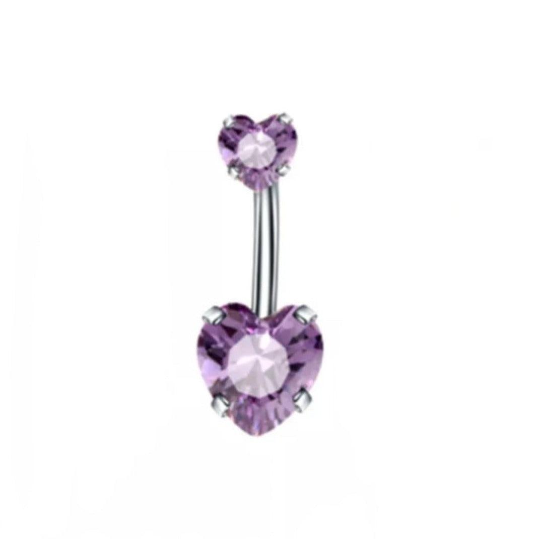 Purple Heart Belly Bar Body Jewellery Purple Heart Gem Navel Bar - Pretty Savage Jewellery