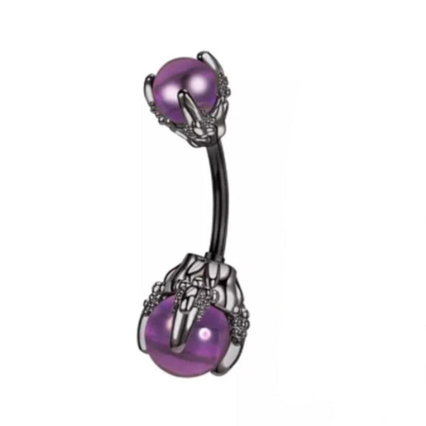 Dragon Claw Belly Bar Purple Navel Bar - Pretty Savage Jewellery