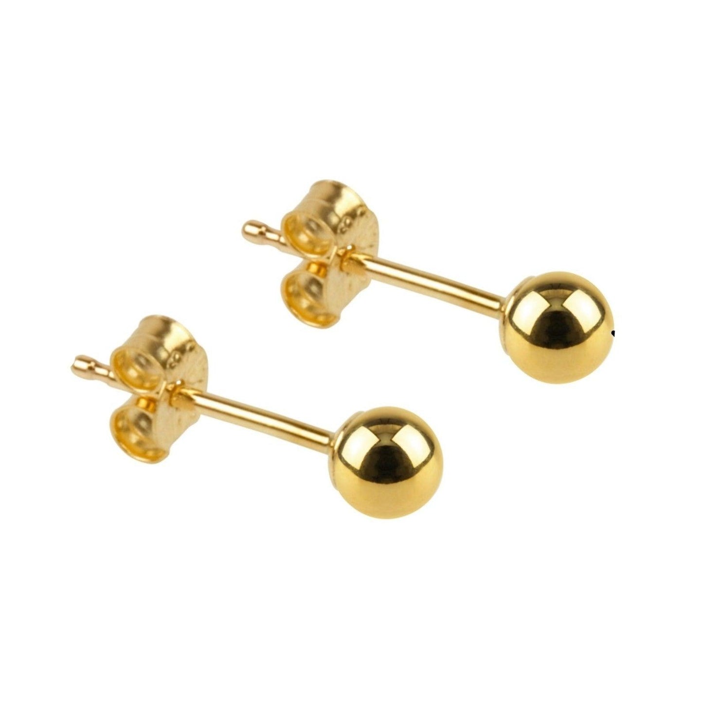 9ct Gold Ear Studs Pair Light Weight 3mm Ball Studs - Pretty Savage Jewellery