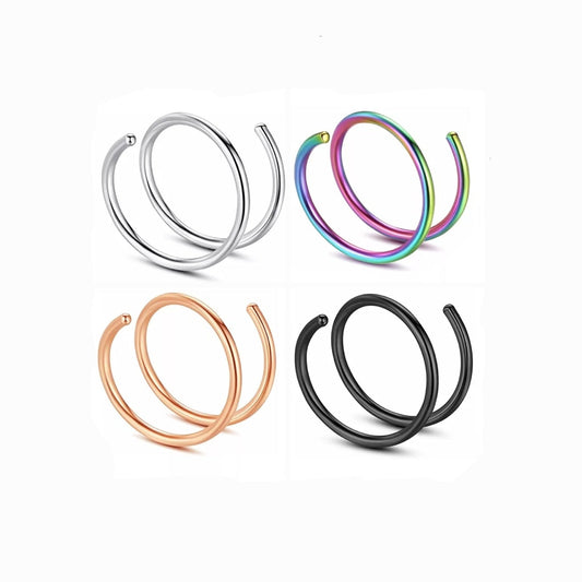 Double Spiral Twisted Stainless Steel Nose Hoop - Pretty Savage Jewellery