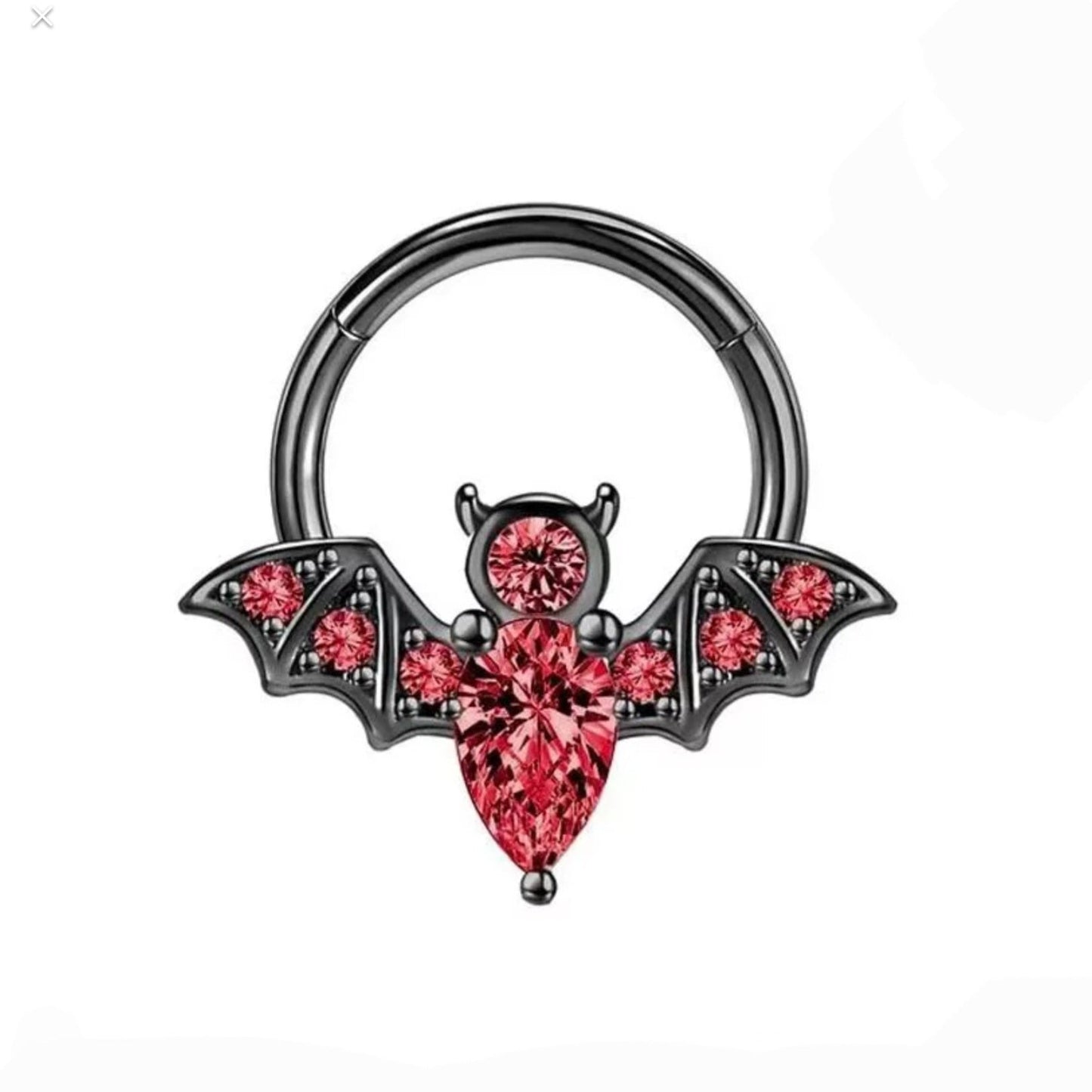 Spooky Vampire Bat Hinged Septum Ring Clicker - Pretty Savage Jewellery