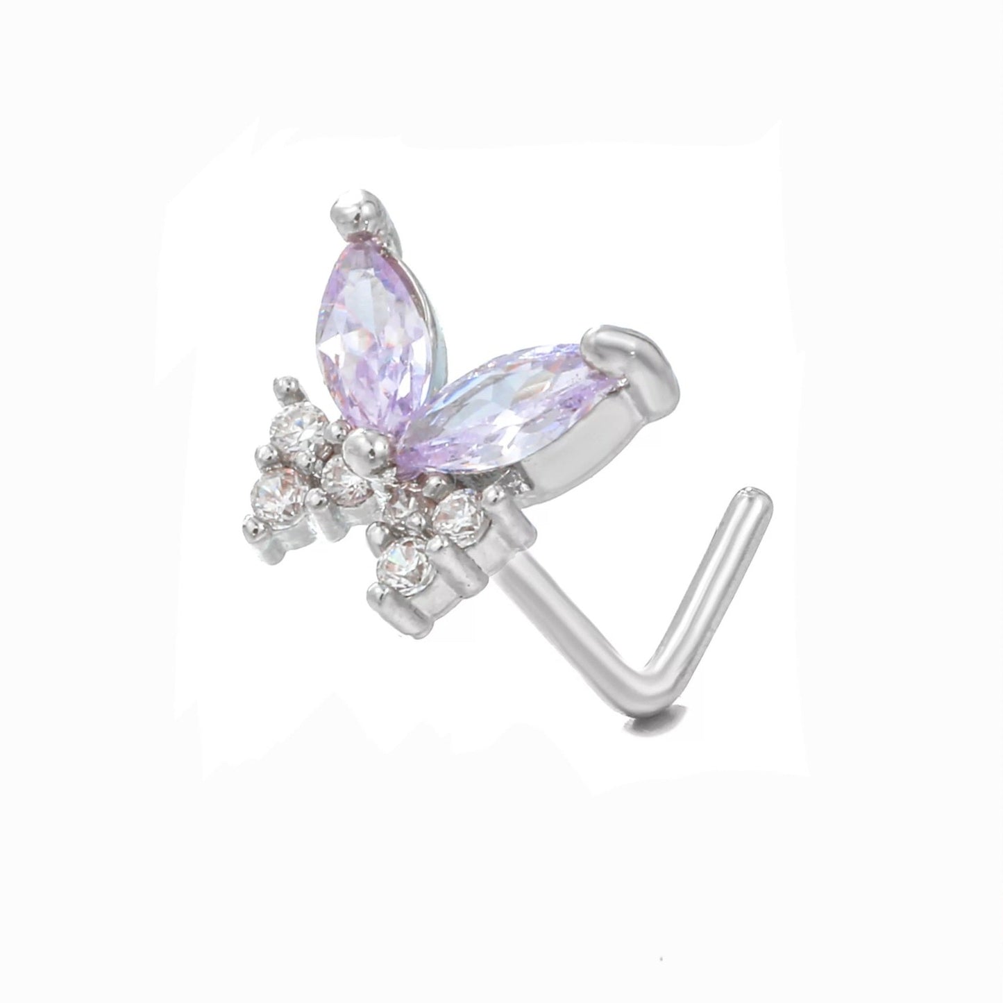 Butterfly Gem Elegant Nose Studs - Pretty Savage Jewellery