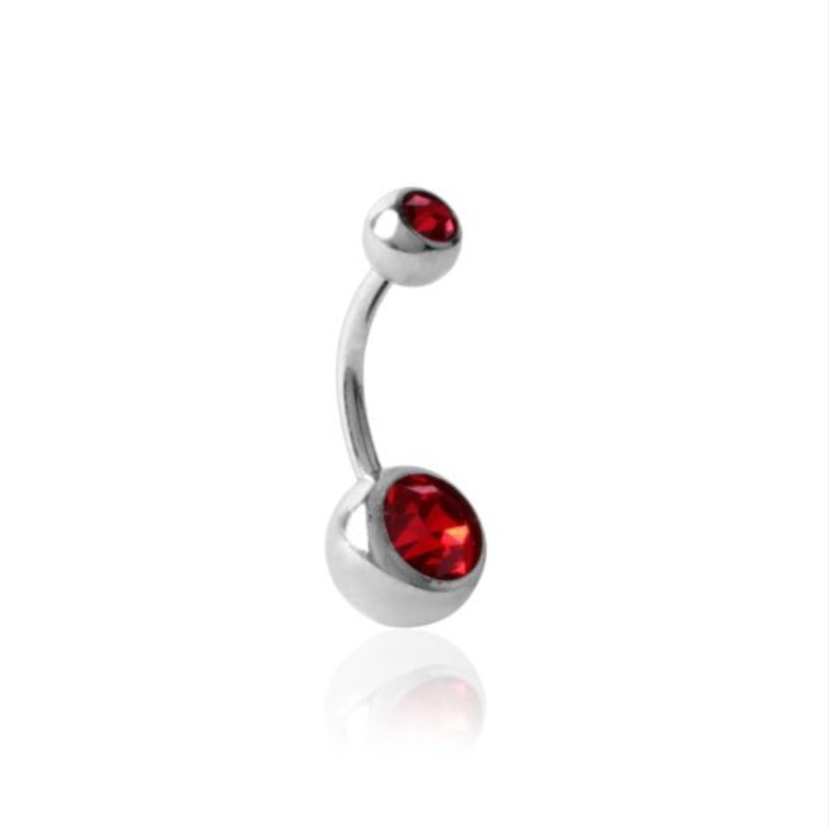 Red Gem Belly Bar Body Jewellery Red Ball Navel Bar - Pretty Savage Jewellery