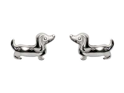 Sterling Silver Dachshund Design Earring Pair - Pretty Savage Jewellery