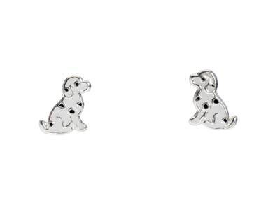 Sterling Silver Dalmatian Dog Design Stud Earring Pair - Pretty Savage Jewellery
