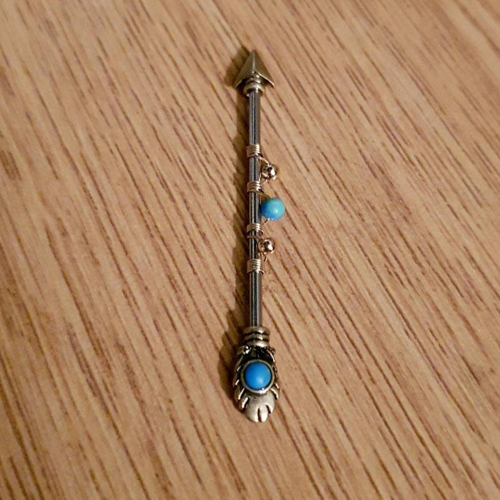 Vintage Tribal Arrow Scaffold Bar industrial bar ear barbell 38mm - Pretty Savage Jewellery