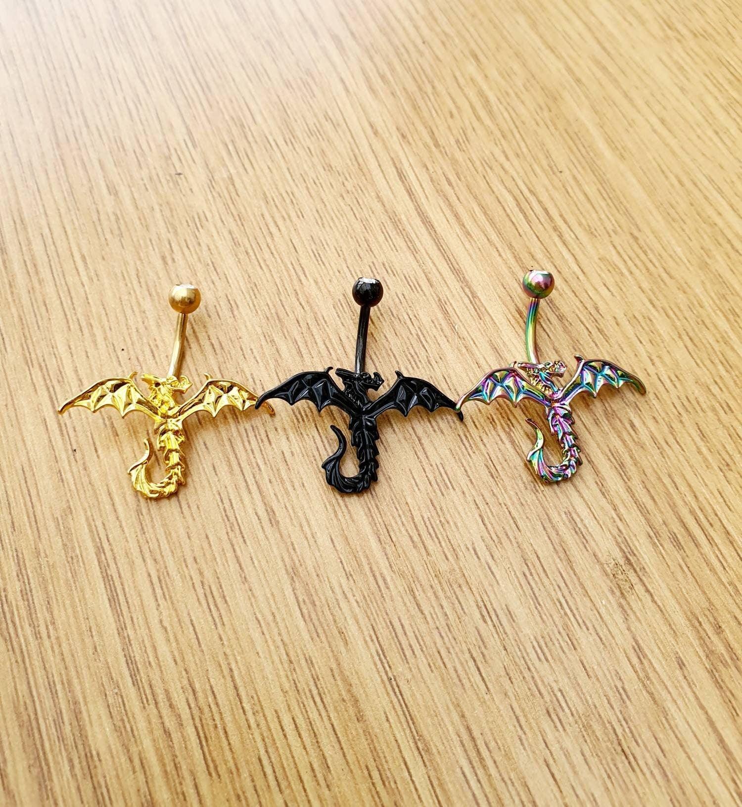 Gold dragon on sale belly ring