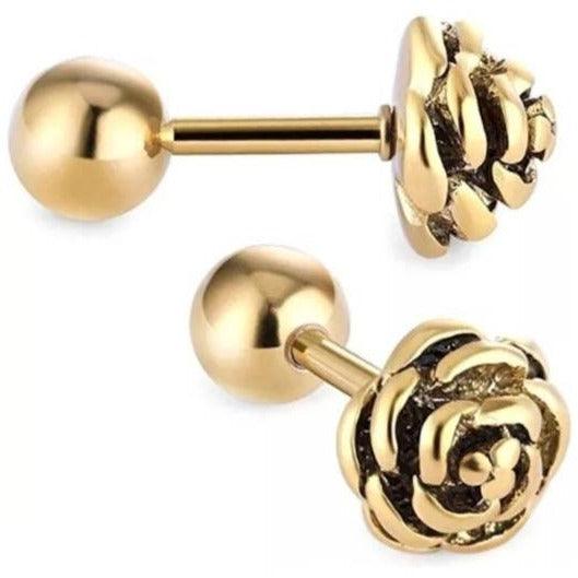 Rose Flower Ear Studs - Pretty Savage Jewellery