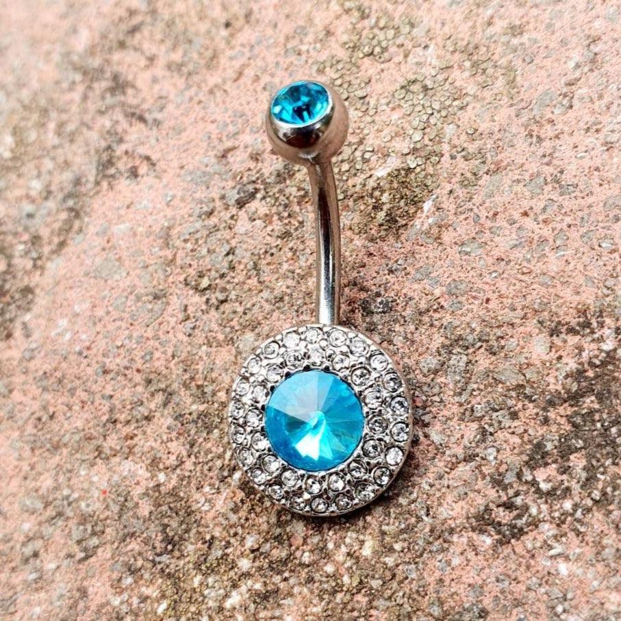 Silver Diamante Circular Belly bar - Pretty Savage Jewellery