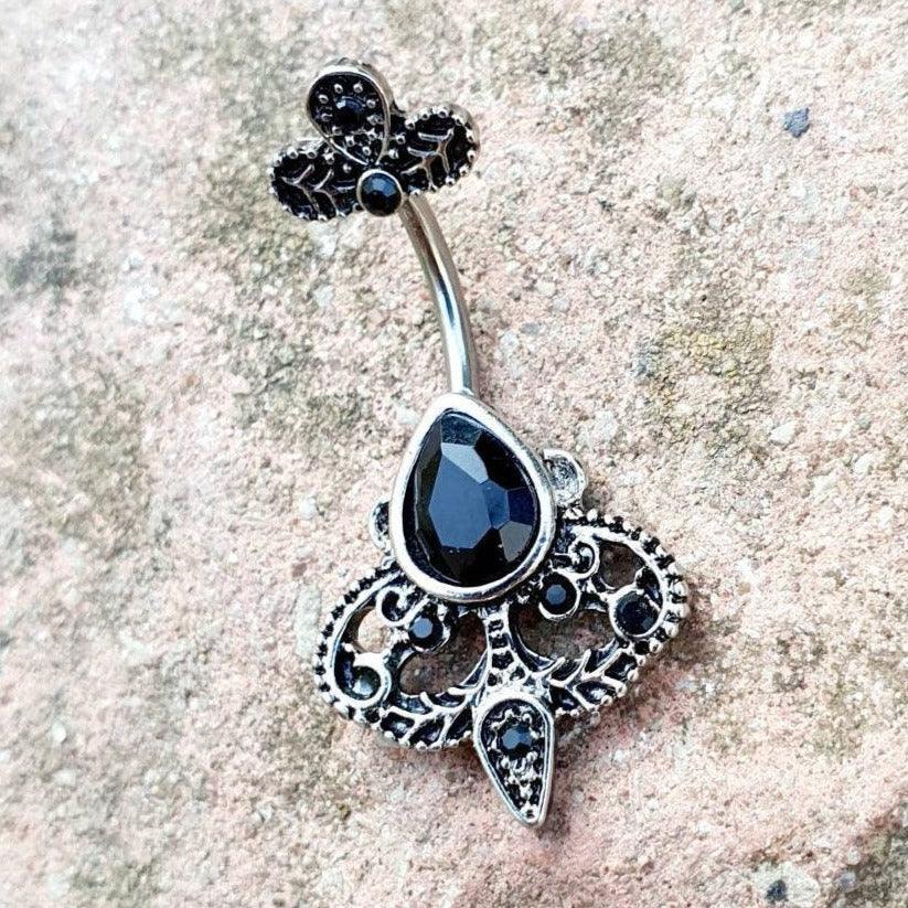 Vintage Belly Bar Old Fashioned Gothic Old Styled Navel Bar - Pretty Savage Jewellery