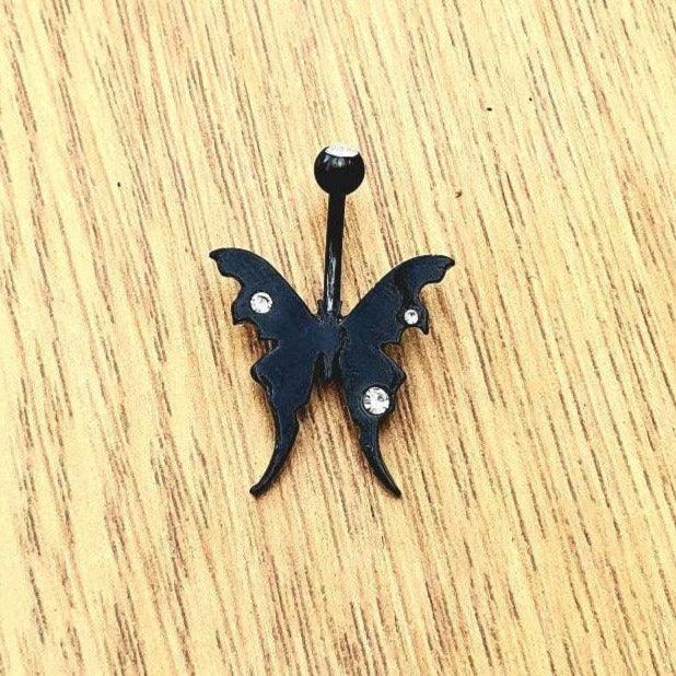 Black Butterfly Belly Bar/Navel Bar - Pretty Savage Jewellery