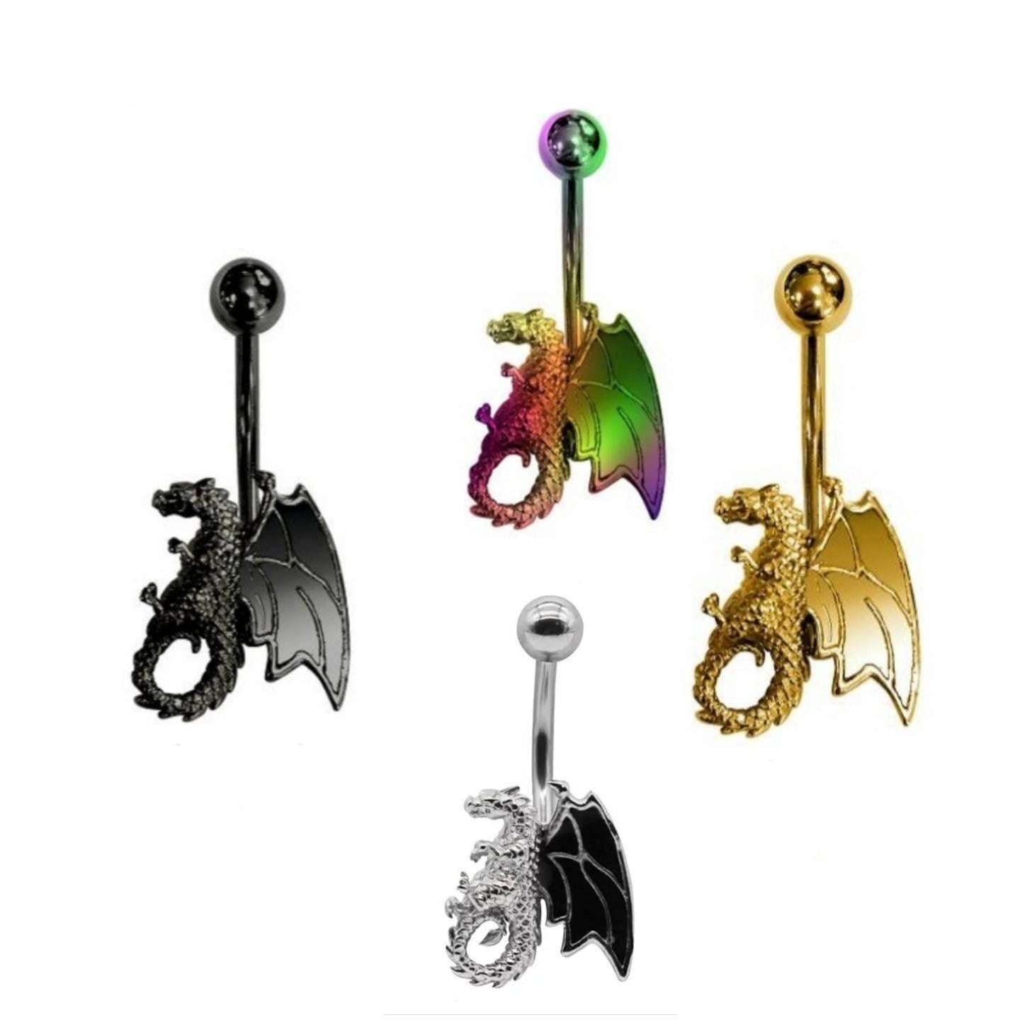 Mythical Dragon Belly Bars Navel Bars - Pretty Savage Jewellery