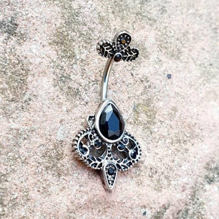 Vintage Belly Bar Old Fashioned Gothic Old Styled Navel Bar - Pretty Savage Jewellery