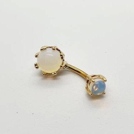 Opel Crowned Belly Bar Navel Bar Gem Belly Button Bar - Pretty Savage Jewellery