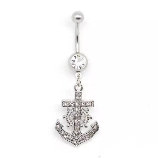 Nautical Dangle Belly Bar Sailors Diamanté Navel Bar - Pretty Savage Jewellery