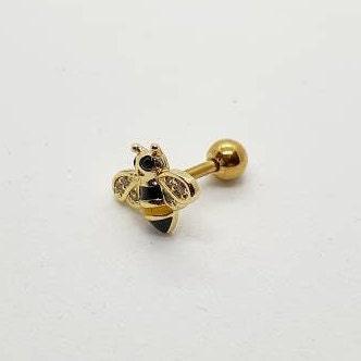 Honeybee Bumblebee 14G golden-Toned Ear Stud - Pretty Savage Jewellery