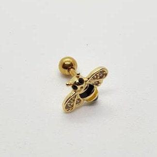 Honeybee Bumblebee 14G golden-Toned Ear Stud - Pretty Savage Jewellery