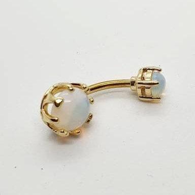 Opel Crowned Belly Bar Navel Bar Gem Belly Button Bar - Pretty Savage Jewellery