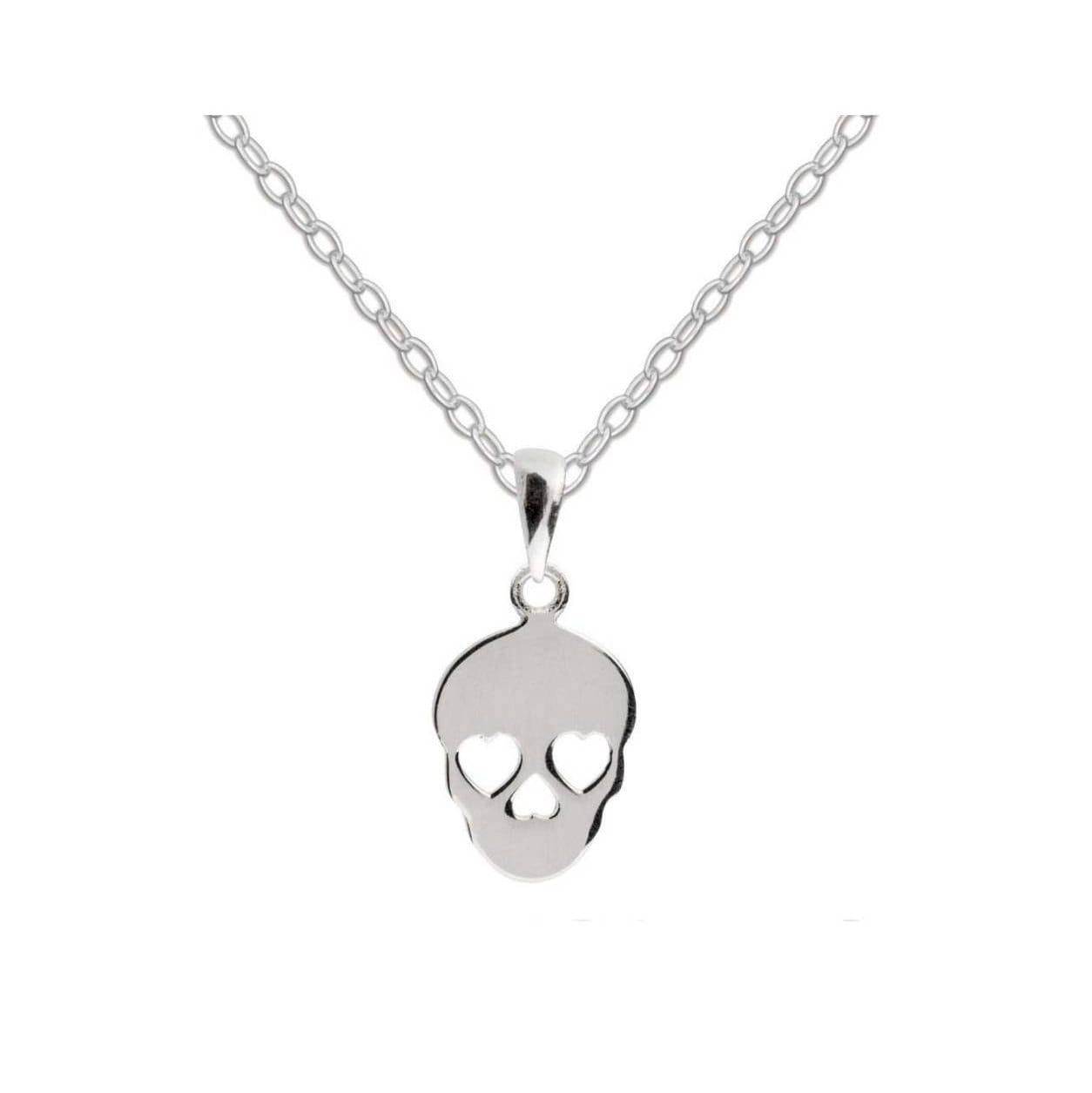 Skull Pendant Necklace 925 Sterling Silver Minimal Candy Skull Love Necklace - Pretty Savage Jewellery