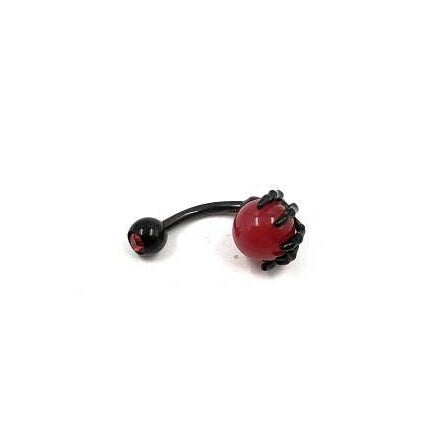 Skeleton Hand Belly Bar Halloween Black And Red Skull Navel Bar - Pretty Savage Jewellery