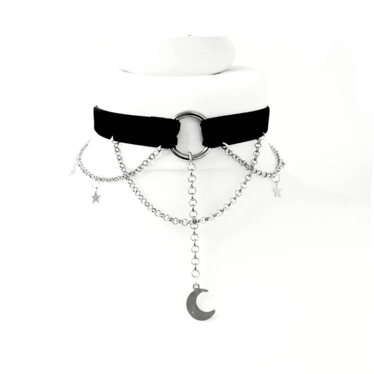 Moon And Stars Choker Necklace Gothic Woman's Choker Necklace - Pretty Savage Jewellery