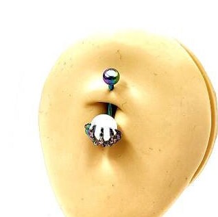 Skeleton Hand Belly Bar Halloween Body Jewellery Spooky Rainbow Skull Navel Bar - Pretty Savage Jewellery