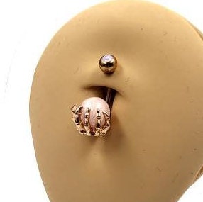 Skeleton Hand Belly Bar Halloween Body Jewellery Spooky Rose Gold Skull Navel Bar - Pretty Savage Jewellery