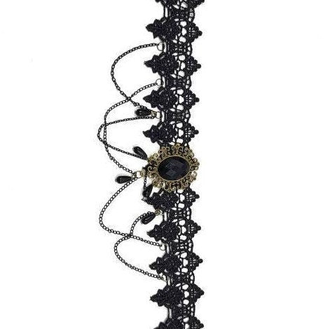 Black Victorian Gothic Lace Choker Necklace - Pretty Savage Jewellery