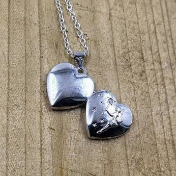 Fairytale Locket Necklace 925 Sterling Silver Minimal Fairy Open Heart Necklace Locket - Pretty Savage Jewellery